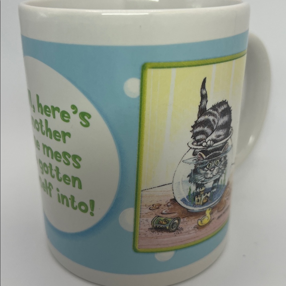 Vintage Cat Fish Bowl Gary Patterson Mug Another Fine Mess cute silly kitty gift